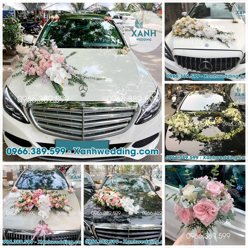 Hoa trang trí xe cưới đẹp tại Hà Nội